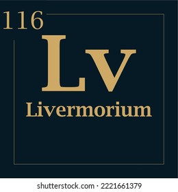symbol for the element livermorium with atomic mass number and atomic number with two colors