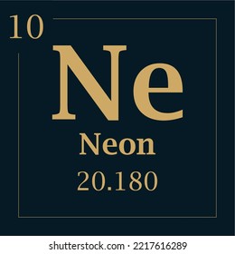 símbolo para el elemento neón con número de masa atómica y número atómico con dos colores