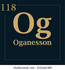 symbol for the element oganesson with atomic mass number and atomic number with two colors