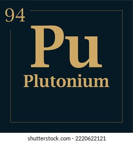 símbolo para el elemento plutonio con número de masa atómica y número atómico con dos colores