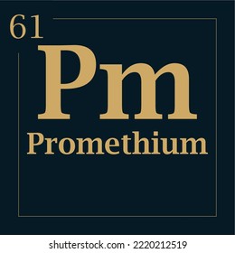 symbol for the element promethium with atomic mass number and atomic number with two colors