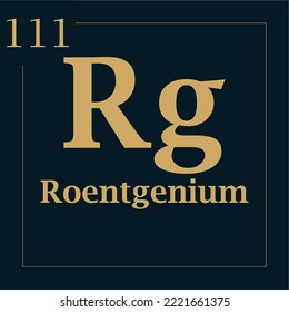 symbol for the element roentgenium with atomic mass number and atomic number with two colors