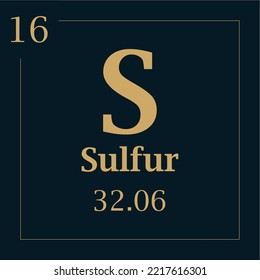 symbol for the element sulfur with atomic mass number and atomic number with two colors