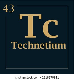 symbol for the element technetium with atomic mass number and atomic number with two colors