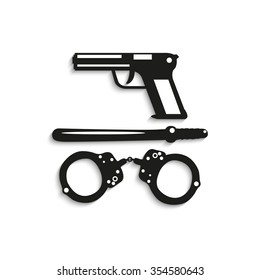 Symbol. Elements of police equipment. Vector icon.