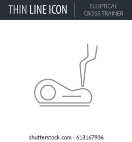 Symbol of Elliptical Cross Trainer. Thin line Icon of Diet. Stroke Pictogram Graphic for Web Design. Quality Outline Vector Symbol Concept. Premium Mono Linear Beautiful Plain Laconic Logo