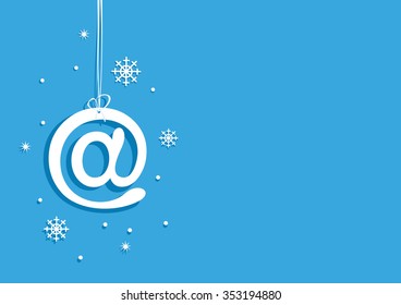 Symbol of email. Blue background. Vector illustration.