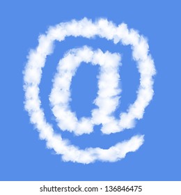 Symbol E-MAIL with clouds written numeral. Vector Illustration