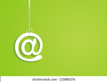 Symbol of email. Green background. Vector illustration. 