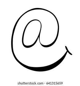 Symbol email. Hand drawn smiling address symbol on dark background. Vector illustration.