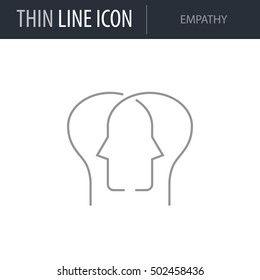 Symbol of Empathy Thin line Icon of Brain Process. Stroke Pictogram Graphic for Web Design. Quality Outline Vector Symbol Concept. Premium Mono Linear Beautiful Plain Laconic Logo