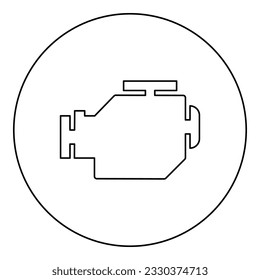 Symbol-Automobil-Symbol in kreisrunden schwarzen Vektorgrafik Umrisslinie dünnen Stil