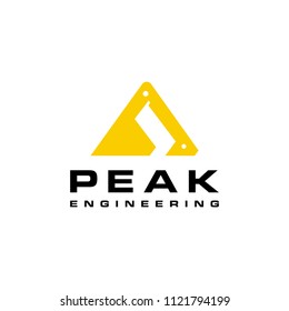 Symbol enginering with the letter A as a tractor / mountain peak