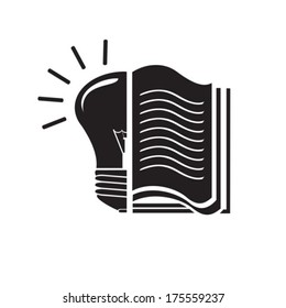 Symbol of enlightenment. Lightbulb and book.Vector. EPS-10 (non transparent elements,non gradient) 