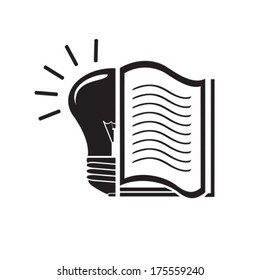 Symbol of enlightenment. Lightbulb and book.Vector. EPS-10 (non transparent elements,non gradient)