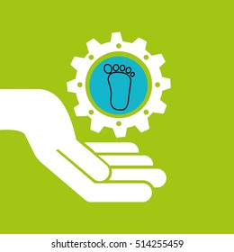 symbol environment gear footprint vector illustration eps 10