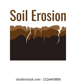 Symbol für Umweltschäden durch die Erderwärmung in Form von Risse und getrockneter Erde. Bodenerosion, Bodenverschlechterung. Vektorgrafik einzeln auf weißem Hintergrund