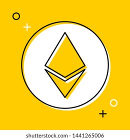 symbol of ethereum cryptocurrency thin line icon on yellow background. trendy financial flat vector illustration easy to edit and customize. eps 10