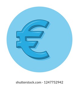 symbol of euro currency on blue background. flat cartoon vector illustration easy to edit and customize. eps 10