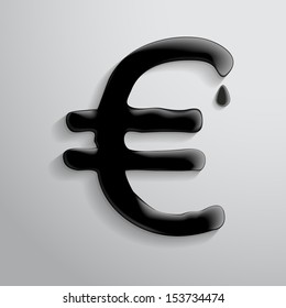 The symbol of euro of liquid petroleum. Vector Illustration, eps10, editable and isolated.
