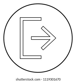 Symbol exit icon black color in circle round outline