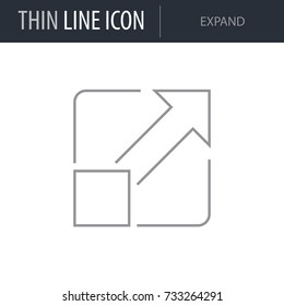 Symbol of Expand. Thin line Icon of Multimedia. Stroke Pictogram Graphic for Web Design. Quality Outline Vector Symbol Concept. Premium Mono Linear Beautiful Plain Laconic Logo