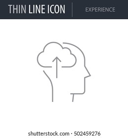 Symbol of Experience Thin line Icon of Brain Process. Stroke Pictogram Graphic for Web Design. Quality Outline Vector Symbol Concept. Premium Mono Linear Beautiful Plain Laconic Logo