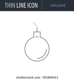 Symbol of Explosive Thin line Icon of Video Game Elements. Stroke Pictogram Graphic for Web Design. Quality Outline Vector Symbol Concept. Premium Mono Linear Beautiful Plain Laconic Logo.