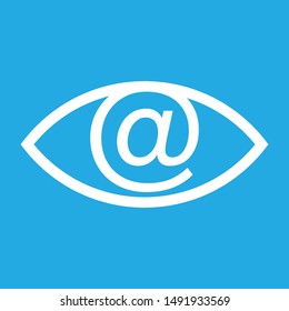 At symbol eye icon on a blue background