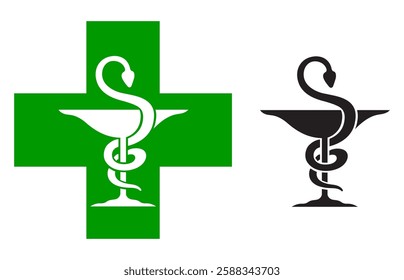 symbol of the faculty of pharmacy with cross isolated