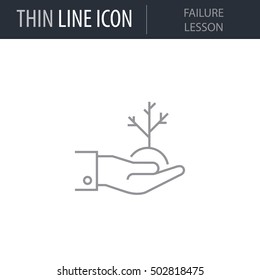 Symbol of Failure Lesson Thin line Icon of Business. Stroke Pictogram Graphic for Web Design. Quality Outline Vector Symbol Concept. Premium Mono Linear Beautiful Plain Laconic Logo