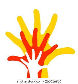 Symbol of family holding hands. Vector
