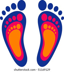 Symbol of the family: three footprints. Vector illustration. Over white.