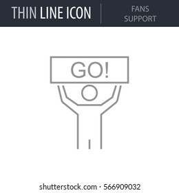 Symbol of Fans Support. Thin line Icon of Sport Attributes. Stroke Pictogram Graphic for Web Design. Quality Outline Vector Symbol Concept. Premium Mono Linear Beautiful Plain Laconic Logo