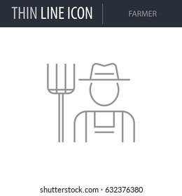 Symbol of Farmer. Thin line Icon of Farming. Stroke Pictogram Graphic for Web Design. Quality Outline Vector Symbol Concept. Premium Mono Linear Beautiful Plain Laconic Logo