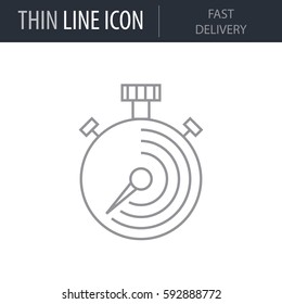 Symbol of Fast Delivery. Thin line Icon of Shopping And Retail. Stroke Pictogram Graphic for Web Design. Quality Outline Vector Symbol Concept. Premium Mono Linear Beautiful Plain Laconic Logo