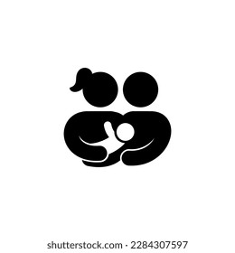 symbol of father and mother holding baby