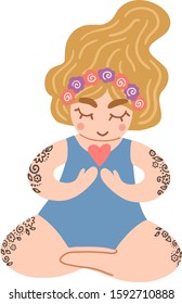 Symbol of female power and woman rights.  International womens day graphic in vector. Vector illustration in linear flat style - feminism concept. Body positive.
