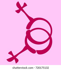 symbol of female same-sex relations drawn by hand, calligraphy