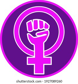 Symbol Of Feminism In The Form Of A Clenched Fist.