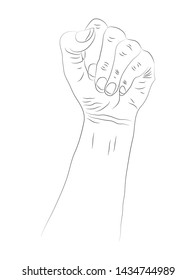 Symbol of feminist movement. Woman hand with her fist raised up. Girl Power. Happy Women's Day concept. Black and white