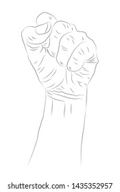 Symbol of feminist movement. Woman hand with her fist raised up. Girl Power. Happy Women's Day concept. Black and white