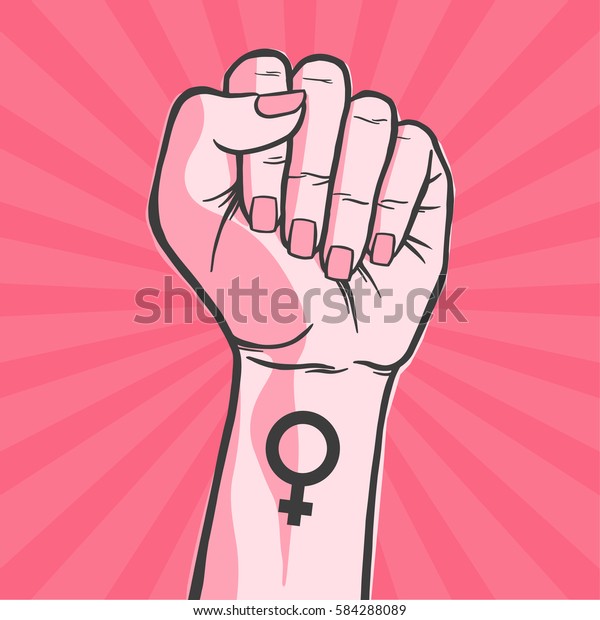 Symbol Feminist Movement Woman Hand Her Stock Vector Royalty Free 584288089 2688