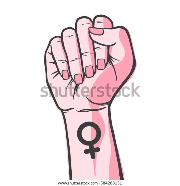 Symbol Feminist Movement Woman Hand Her Stock Vector Royalty Free 584288131 2638