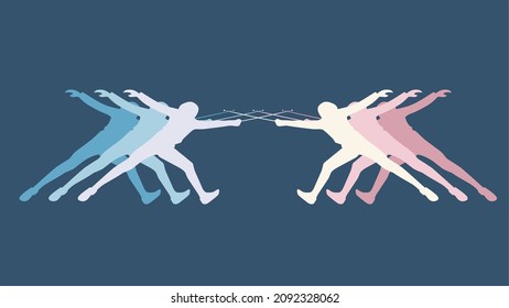 symbol of a fencer in pastel colors.