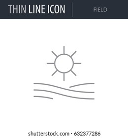 Symbol of Field. Thin line Icon of Farming. Stroke Pictogram Graphic for Web Design. Quality Outline Vector Symbol Concept. Premium Mono Linear Beautiful Plain Laconic Logo