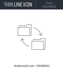 Symbol of Files Exchange. Thin line Icon of Project Planning. Stroke Pictogram Graphic for Web Design. Quality Outline Vector Symbol Concept. Premium Mono Linear Beautiful Plain Laconic Logo