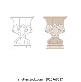 
symbol fine arts ancient Roman cup decorated in classic and historical gothic style produced in Italy