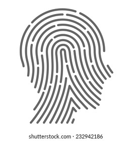 Symbol fingerprint head, fingerprint sign line black, Vector illustration