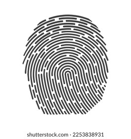 Symbol Fingerabdruckmuster einzeln auf weißem Hintergrund. biometrische Fingerabdruckidentität und Zulassung. Konzept der Zukunft von Sicherheit und Passwort